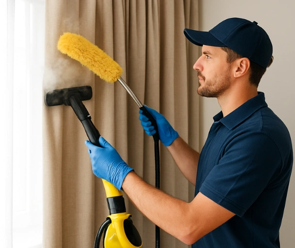 Trusted blind cleaning technician Matty Curtain Cleaning silkstone QLD